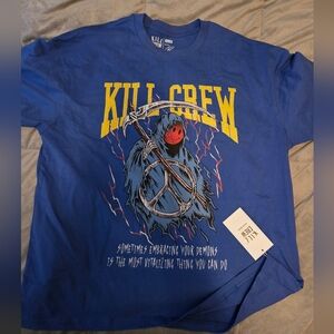 Kill Crew Blue Oversized Embracing Demons T-Shirt